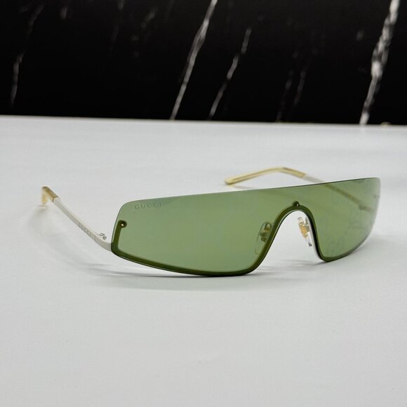NEW GUCCI GG1561S 003 SHIELD IVORY GREEN UNISEX SUNGLASSES  display picture 2